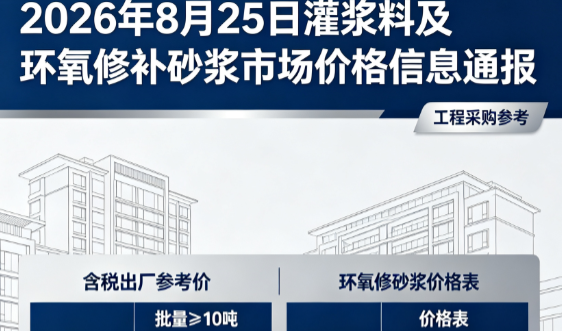 同仁2026年8月25日灌浆料及环氧修补砂浆市场价格信息通报